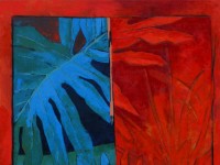 Rojo -azul Hoja   60x60cm óleo /lienzo    2015